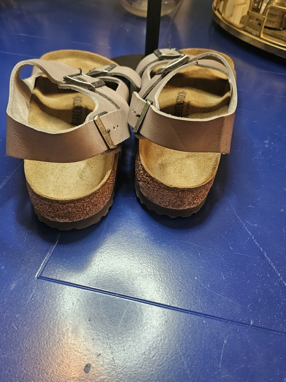Birkenstock Gray Two-Strap Cork Footbed Sandals - Picture 4 of 6